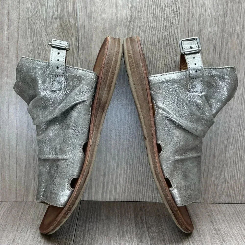Miz Mooz Sandals Womens 36 US 5.5-6 Fallon Metallic Slingback Gladiator Silver - Picture 9 of 12